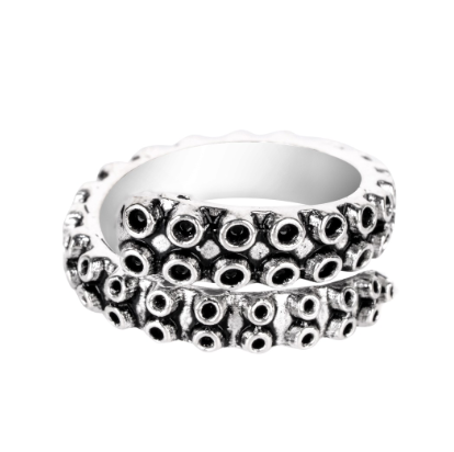 Vintage Stainless Steel Octopus Tentacle Wrap Ring Size Adjustable