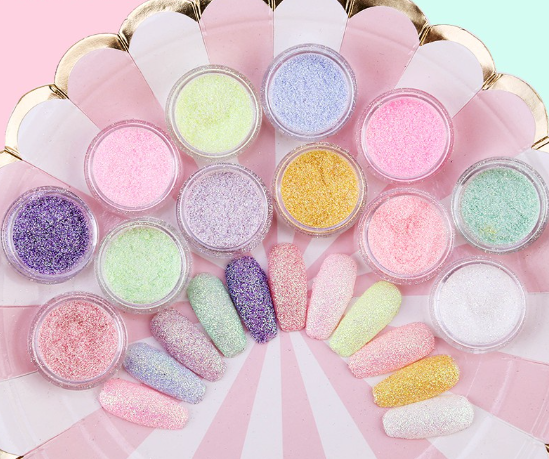 12 Box / Set Nail Woolen Sugar Powder Mermaid Glitter Starlight Shining DIY Nails Dust Pigment Art Manicure Decoration Tools