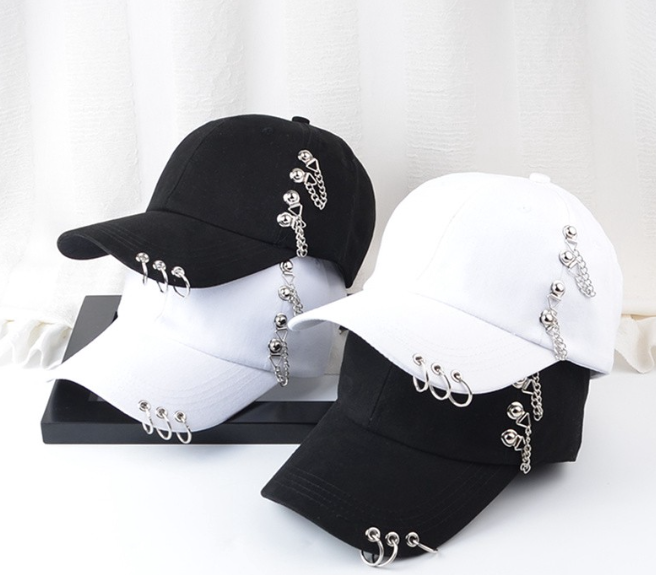 Visor cap Korean Hat Metal Ring Iron Hoop cap for men Baseball Caps Adjustable Chain Hip Hop Cap Shade Hats cap for women gift
