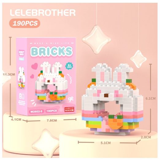 Lboyu Cute Cartoon Donut Building Block Ornaments Compatible with Lego Children's Toys M43