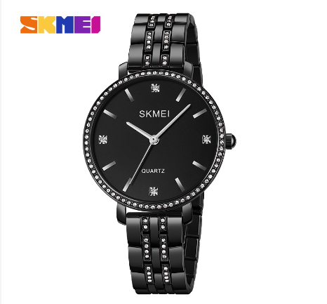 SKMEI Watch For Woman Waterproof Original Women Stainless Steel Quartz 2006  ALL BLACK