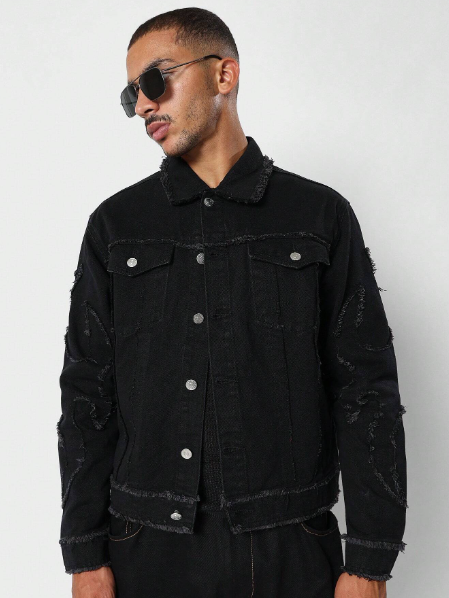 SUMWON Cropped Raw Edge Jacket With Sleeve Tribes
