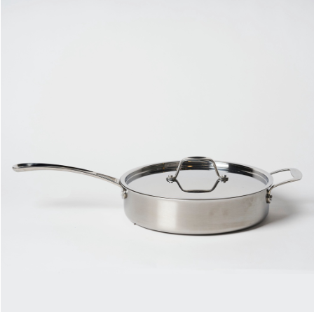 Famco 10" 4QT Sauce Pan 26cm, Tri-Ply Stainless Steel, Non-Stick Eterna Coating Induction-Compatible
