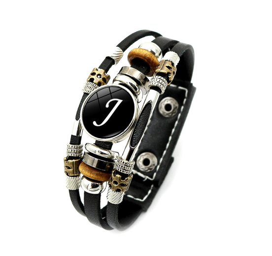 Fashion 26 Letter Leather Bracelets Multilayer A-Z Name Initials Bracelet For Men Women Wrist Accessories Jewelry Birthday Gifts J