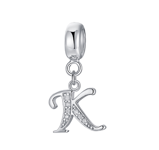 26 English Letter Pendants Suitable For Pandora Bracelet DIY Necklace 925 Silver-Plated Charm Simple Fashion Jewelry Pendant K