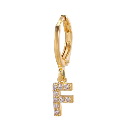 A-Z Letter Earrings Fashion Gold Plated Hoop Drop Earrings Diamond Stud Earrings Women's Jewelry F
