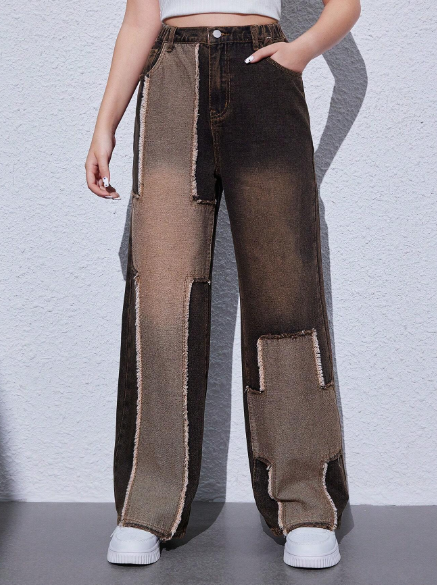 Teen Girl Vintage Loose Fit Straight Leg Jeans With Personalized Retro Style