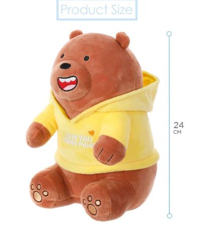 Miniso We Bare Bears Plush Stuffed Toy With Hoodie For Kids Gift