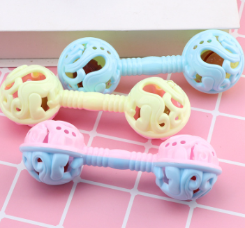 Bell Baby Newborn Holding Round Head Fun Soothing Hand Rattle Grip Toy Stick Early Education Training Educational