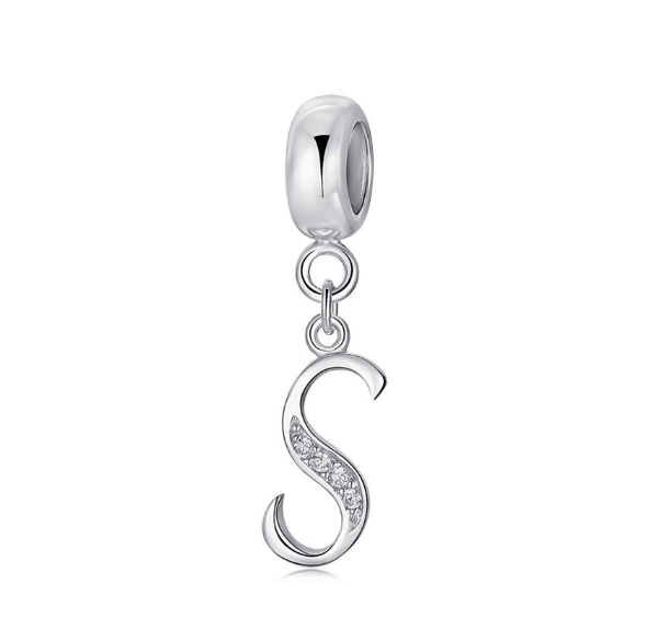 Pandora Letter Charm 925 Silver 26 Letters Diamond Charms Bracelet Pendant S