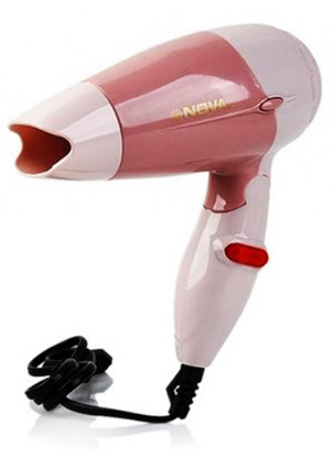 BUNDLE HQT906 Fast Hair Straightener Brush (Pink) Nova-N662 Foldable Mini Hair Dryer Blower (Pink)