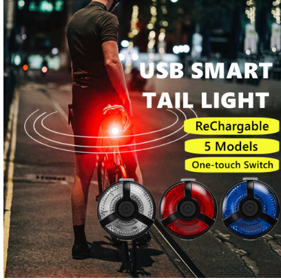 Smart Bicycle Tail Light: Rear Bicycle Flashlight Ultra Bright Back Light USB Rechargeable Safety Led Taillight Waterproof Road