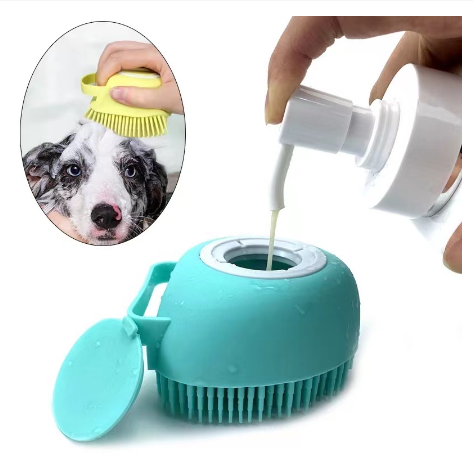 Pet Grooming Shampoo Dispenser Dog Bath Massage Brush