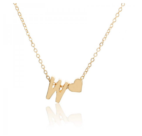 Fashion 26 Letter Pendant Necklace Peach Heart Letter Necklace Clavicle Chain Choker for Men Women Jewelry Gifts W