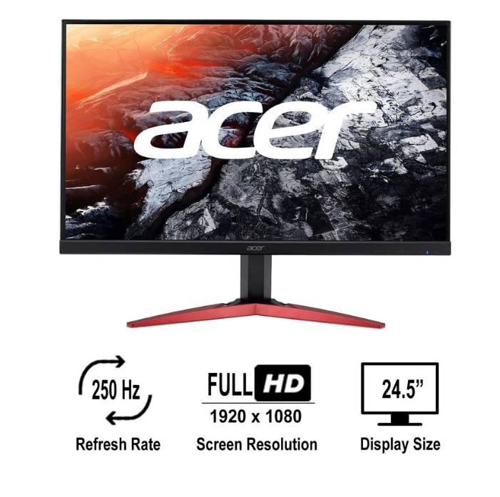 Acer KG251Q ZBMIIP 24.5" FHD 1920x1080 VA Technology 1ms 250Hz Ergonomic Tilt Widescreen Monitor
