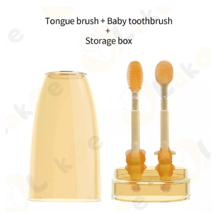 Lakoe 2Pcs Baby Oral Cleaner Baby Silicone Toothbrush Tongue Cleaner for Infant Newborn
