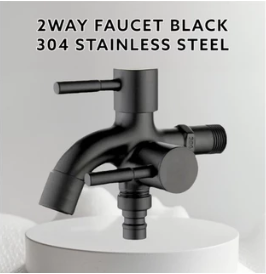 SUS304 Black 2 Way Faucet Stainless Steel Two Way Function Shower Washer Tap Washing Machine Faucet
