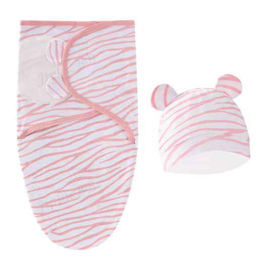 Newborn Baby Muslin Swaddle Blanket Hat Set Swaddle Bedding Wrap Blanket Baby Swaddling S10