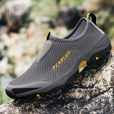 JOOST Men's Rubber Outdoor & Hiking Shoes Breathable Mesh Slip-on Sneakers