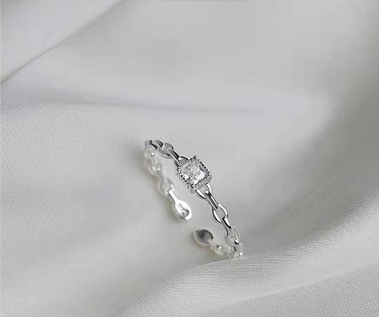 YAN Adjustable Diamond Ring for Woman Does not Fade Korean Silver Finger Ring Sense of Luxury