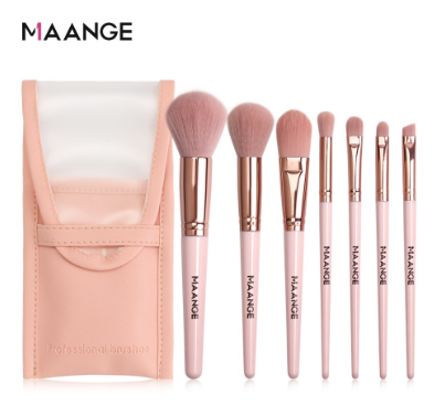 MAANGE 7Pcs Makeup Brushes With Pouch Protable Travel Make Up Brush Tools For Ladies