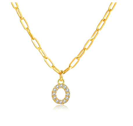 Vnox 18K Gold Initial Letter Necklace,Gold Letter Necklace,Initial Necklace O
