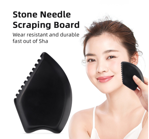 Natural Jade Face Gua Sha Tool Crystal China Bian Shi Stone Mineral Skin Care Massager Head Comb Body Health Massage Scraper