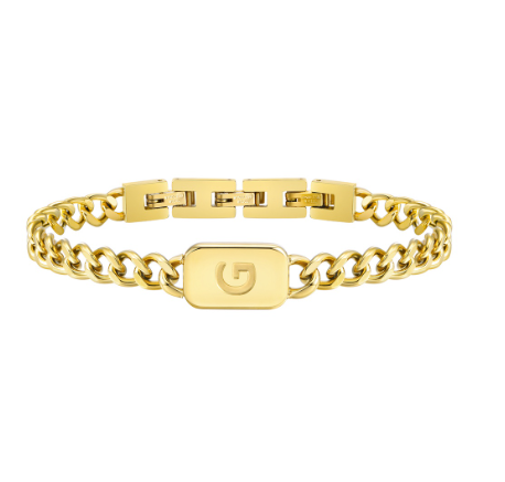 Meaeguet A-Z Initial Bracelet for Men Stainless Steel Cuban Link Chain Gold Bracelet Men Jewelry Gift for Boyfriend G