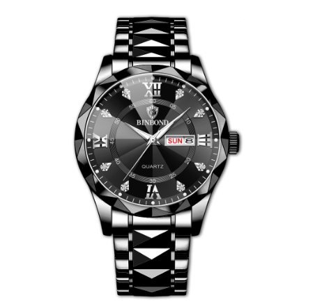 Binbond Original Men's Luxury Stainless Steel Waterproof Fashion Business Watch Luminous Dual Calendar Quartz Wrist Watch M9