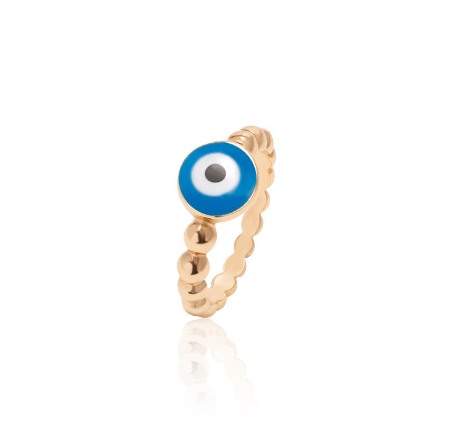 Oil Painting Gold-Plated Devil's Eye Ring Personalized Electroplated Women's Fashion Ring Opening Women's Accessories Jewelry D5