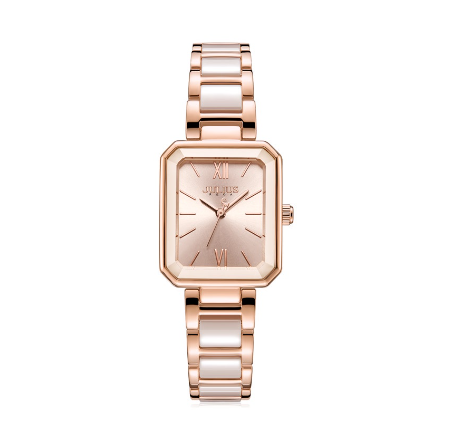 Julius Korean niche square white ceramic watch women's fashion waterproof quartz watch JA-1273 1