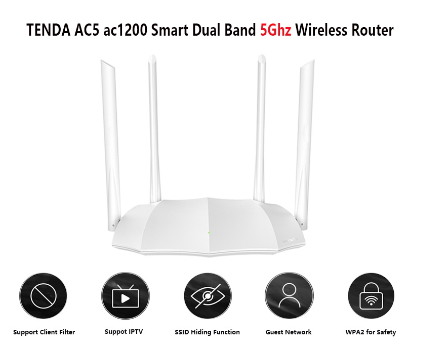Tenda AC5 AC1200 5Ghz V3.0 Smart Dual-Band Wireless WiFi Router
