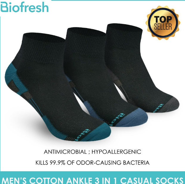 Biofresh Men’s Sweat Absorbent Ankle Lite Casual Socks 3 pairs in a pack RMCKG14