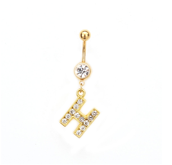 Body Piercing Drop Dangle Belly Button Rings Navel 26 Letter Ring Jewelry Sexy H