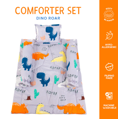 Kozy Blankie Gray Dino Roar Comforter Set