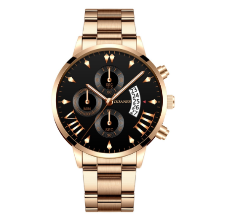 Luxury Men Stainless Steel Quartz Watch Business Casual Calendar Wrist Watch 01
