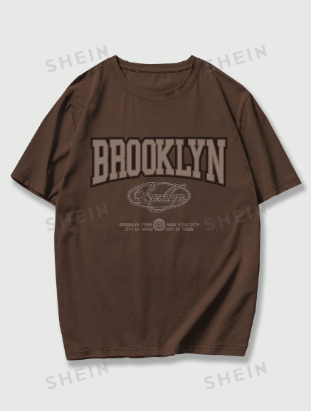 ROMWE Prep Men Letter Graphic Tee