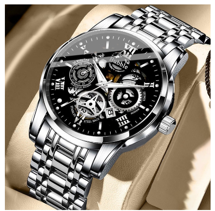 Original Luxury Hollow Stainless Steel Gold Fashion Business All-Match Luminous Waterproof Calendar Quartz Korean automatic analog Watch M4