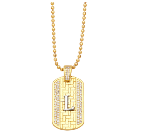 Luxury 18K Gold Plated Stainless Steel Ball Bead Chain 26 Letter Necklace Capital Initial Letter Name Pendant Nameplate Necklace Women L