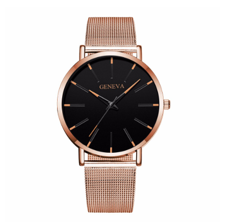 Ready Stock Men Black Stainless Steel Mesh Business GENEVA Watch Luxury Men Sport Watch Quartz Clock 01