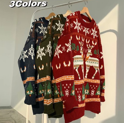 Christmas long sleeve casual  Pullover knit sweater