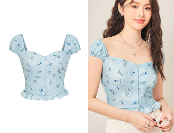 Lovito Women Casual Ditsy Floral Button Ruffle Hem Tank Top L70AD112 (Blue)