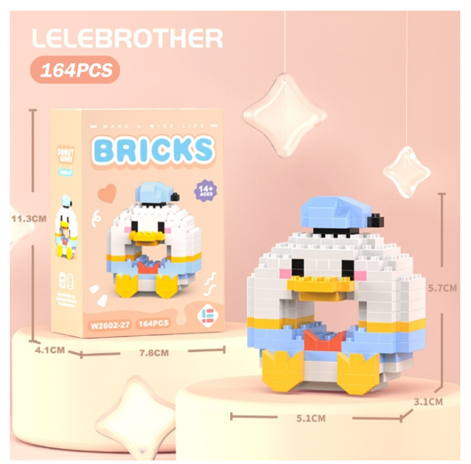 Lboyu Cute Cartoon Donut Building Block Ornaments Compatible with Lego Children's Toys M46