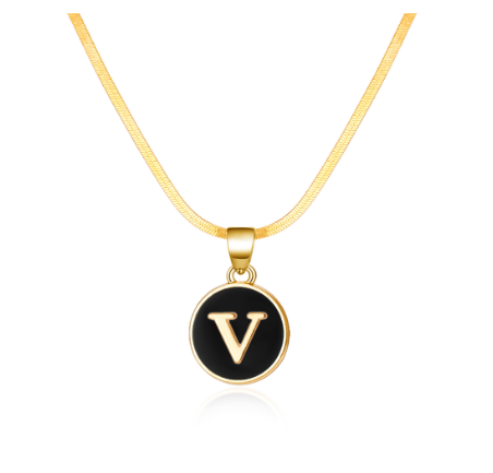 26 Letter Pendant 18K Gold Snake Chain Necklace Classic Fashion Suitable for Men and Women Letter Necklace Jewelry Wholesale V