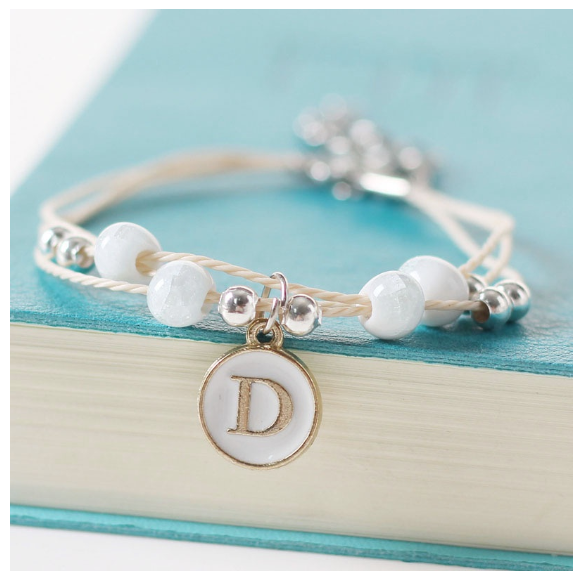 Ceramic beads 26 initials elastic beaded bracelet fashion men and women leisure bracelet lovers bracelet D