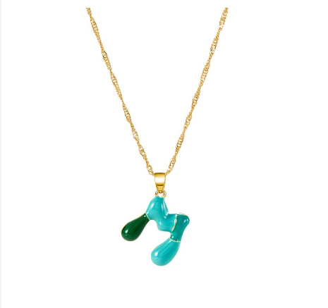 Fashion Simple English Capital A-Z Necklace Colorful 26 Letters Necklaces For Men And Women Jewelry Gifts Drip Oil Summer Letter M