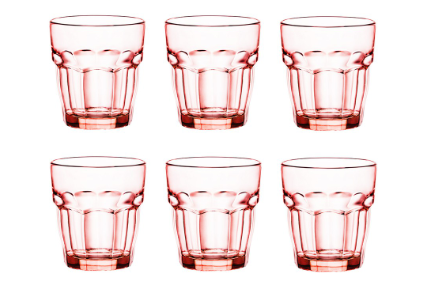 Bormioli Rocco Rock Bar Lounge Peach Tumbler 27cl 6pcs Water Drinking Glass Set