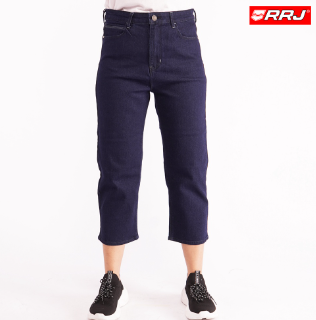 RRJ Ladies Basic Denim Straight Cut Fitting Trendy Fashion Mom Boy Friend Jeans 130168 Dark Shade