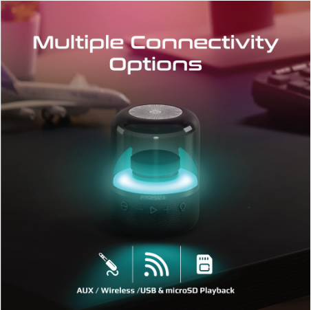 Promate Glitz 360° Surround Sound Speaker with Rainbow Led light