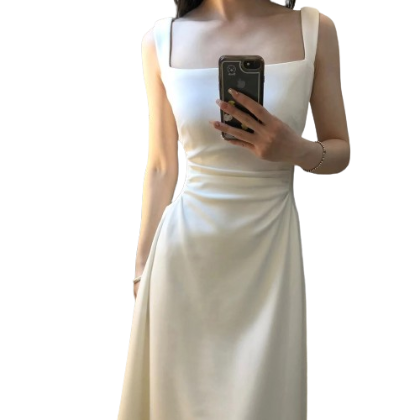 Lovito Women Casual Plain Ruched Dress LNE26051 (White)